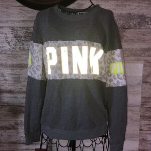 PINK Victorias Secret SOFT Leopard REFLECTIVE Crew Sweatshirt size XS​​​